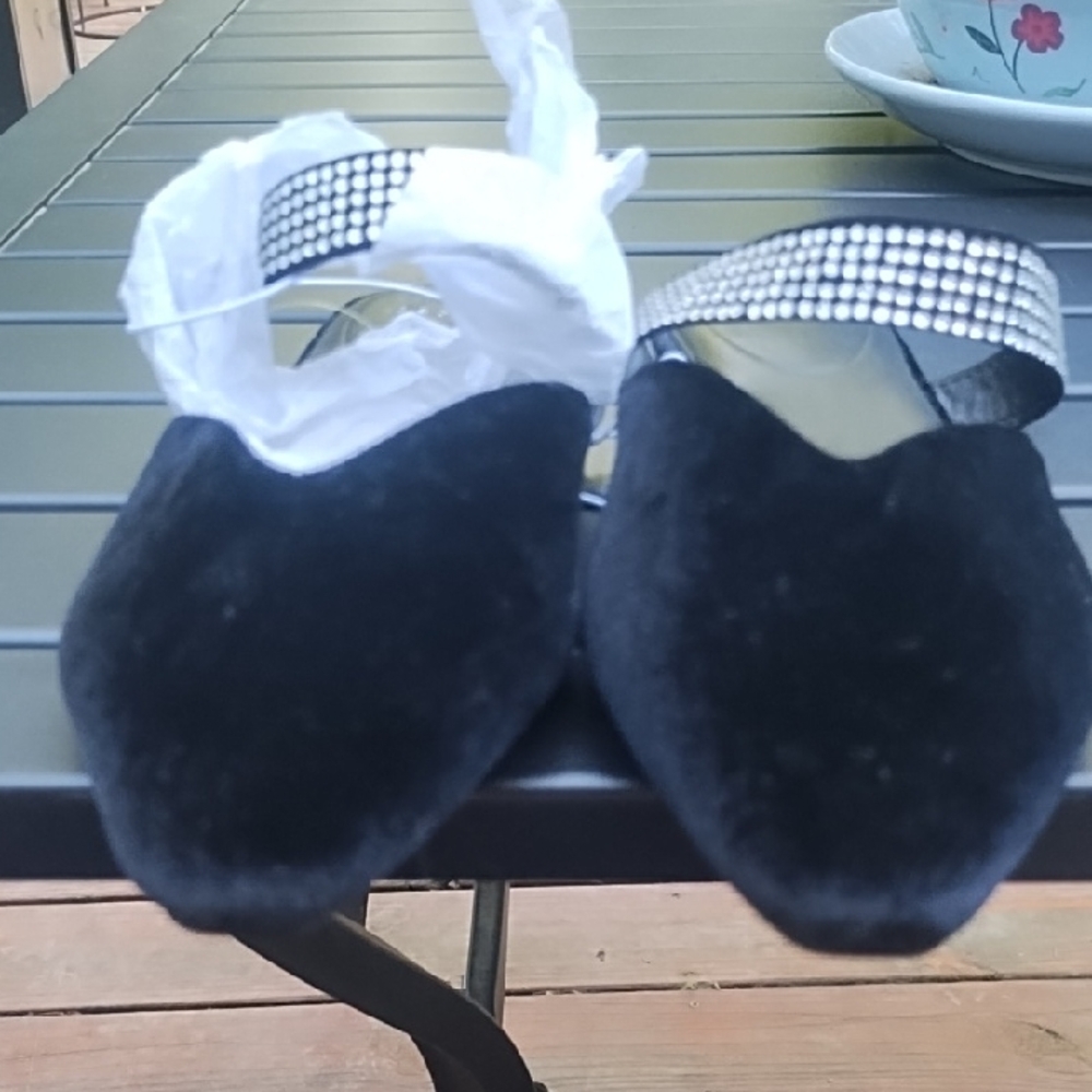 a new day Black Dress Shoes with Rhinestone Strap